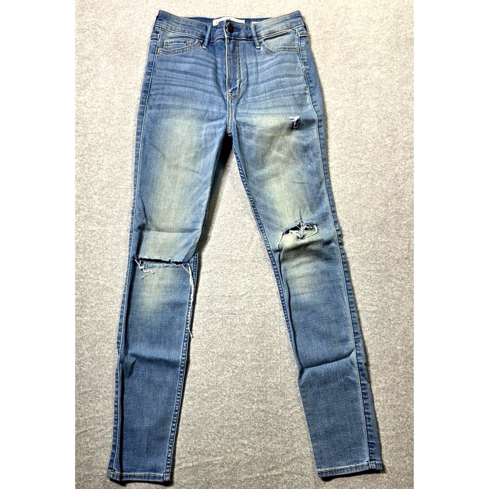 Hollister Jeans Womens 3S 26x28 Blue Super Skinny Stretch High Rise Ripped Y2K